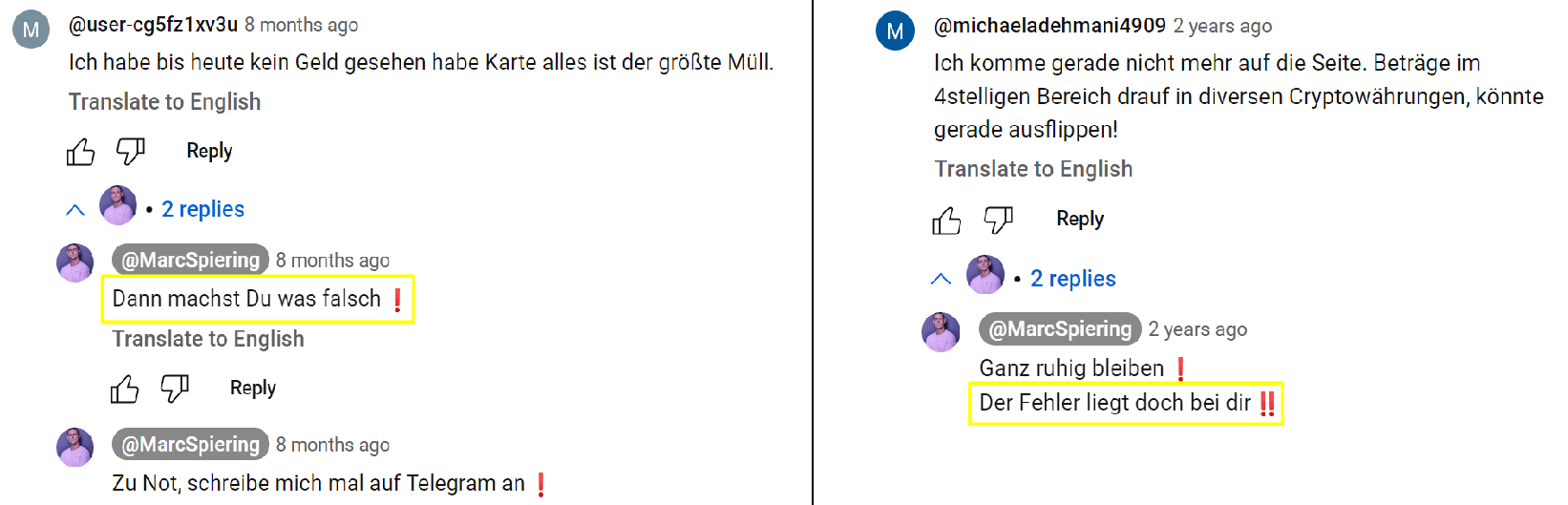 Echte Nutzer teilen ihre Erfahrungen in Kommentaren zu YouTube-Videobewertungen.